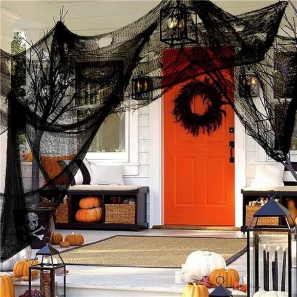 355" x 79" Halloween Creepy Cloth + Spider Web Halloween Decorations - Picture 2 of 8